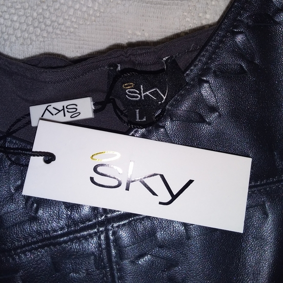 Sky leather babydoll tank top sz L - Picture 4 of 4